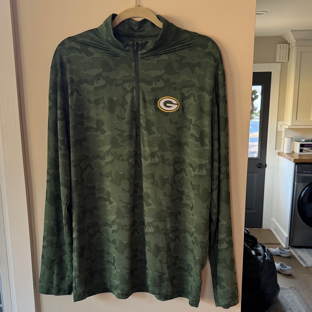 Antigua Green Camo Quarter-Zip Sweatshirt